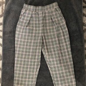 High Waist Plaid Trousers